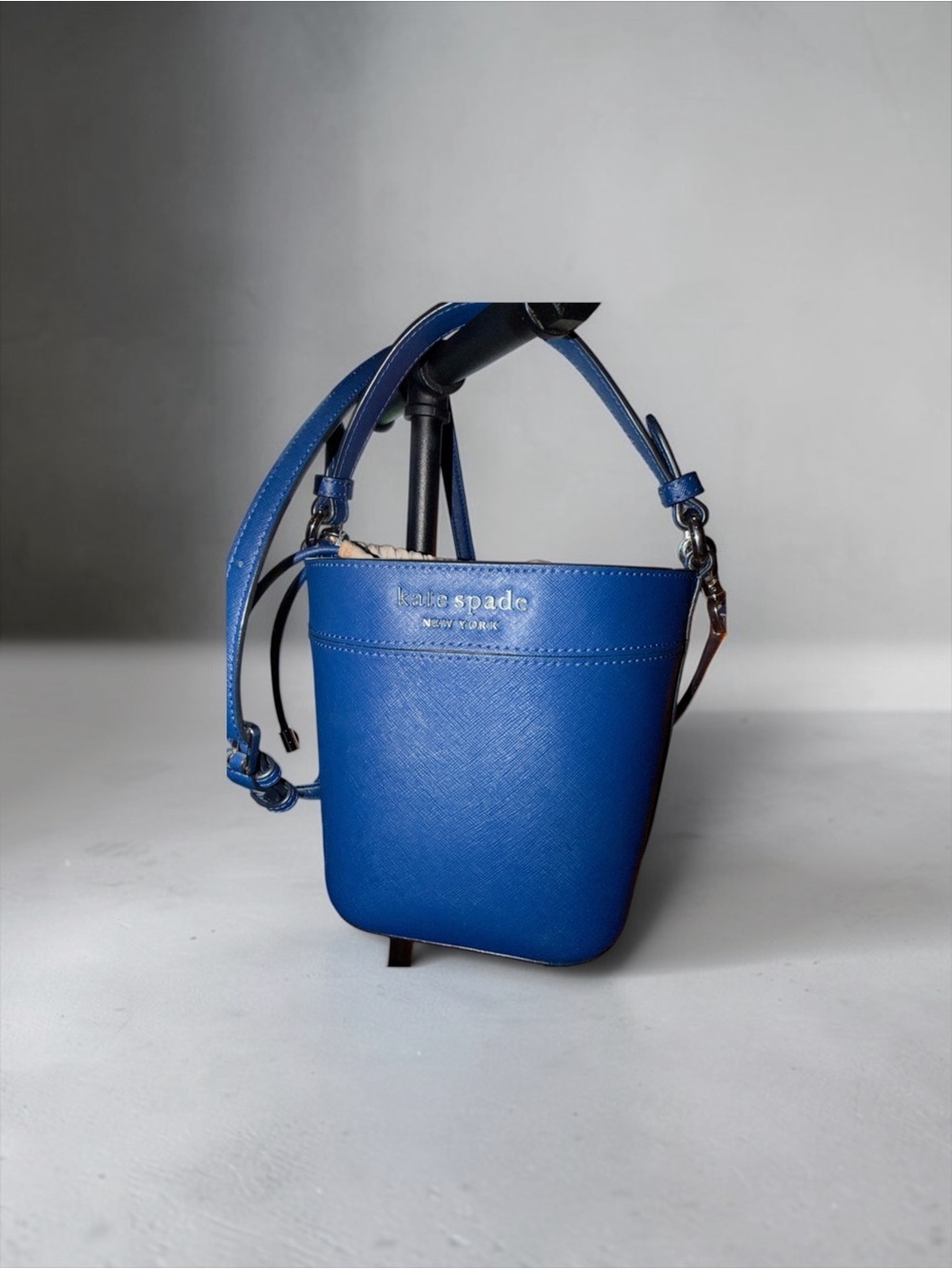 Kate Spade New York Cobalt Blue Drawstring Bucket Crossbody Bag